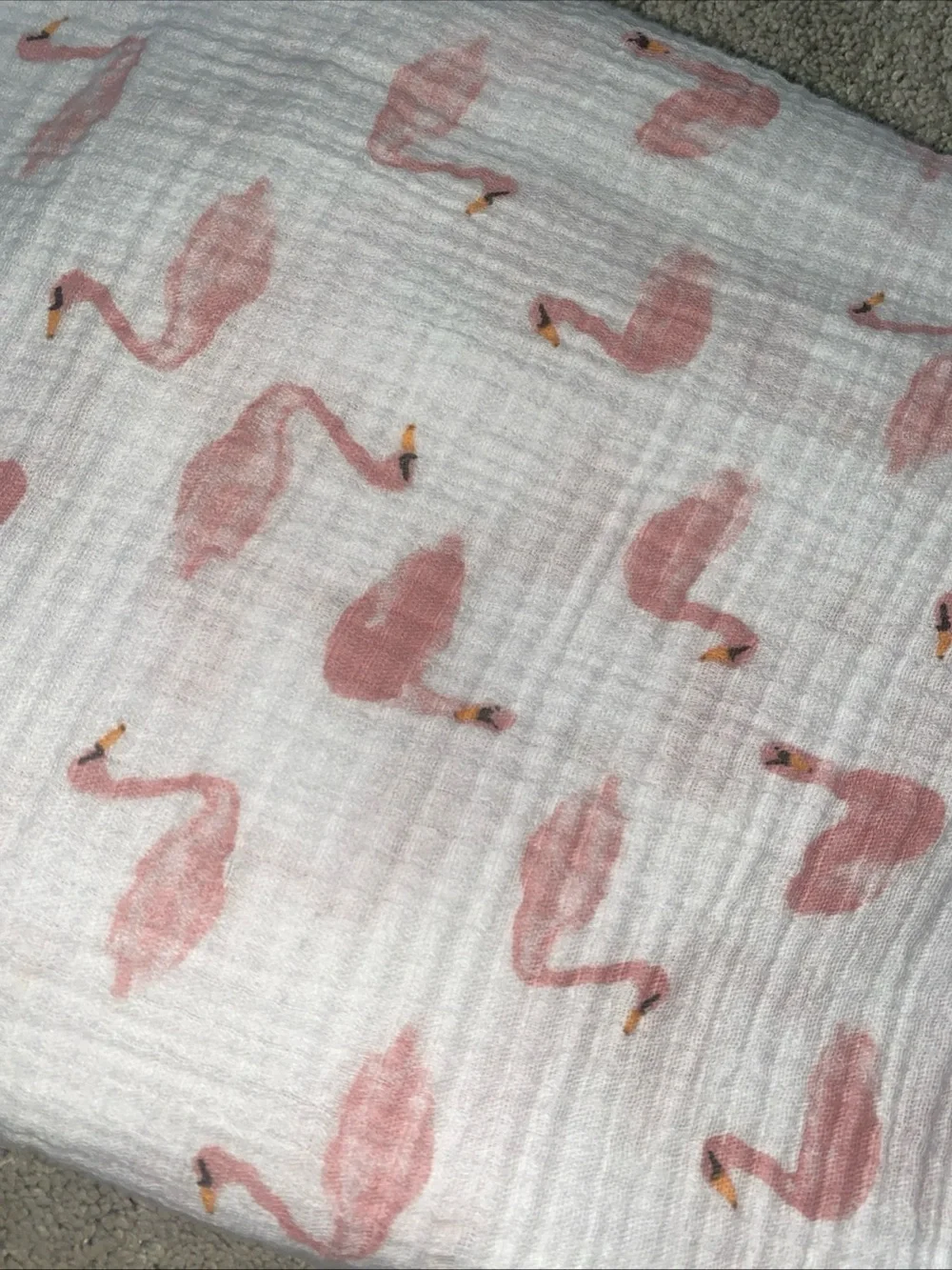 ADEN + ANAIS Summer Cotton Muslin Blanket Flamingo Print Pink White